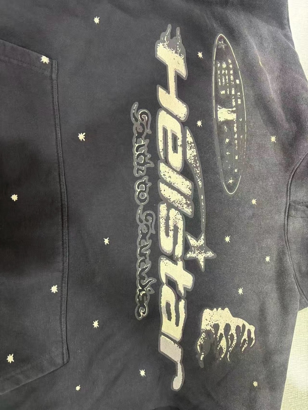Hellstar "Path to Paradise" Flame Face Hoodie - Vintage Black/Faded - Picture 3 of 6